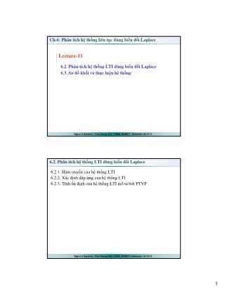 Bài giảng Tín hiệu và hệ thống - Chương 6: Phân tích hệ thống liên tục dùng biến đổi Laplace (Phần 2) - Trần Quang Việt