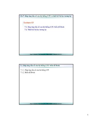 Bài giảng Tín hiệu và hệ thống - Chương 7: Đáp ứng tần số của hệ thống LTI và thiết kế bộ lọc tương tự - Trần Quang Việt