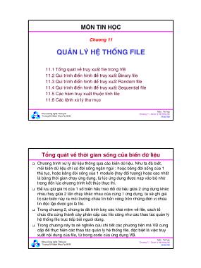 Bài giảng Tin học - Chương 11: Quản lý hệ thống file