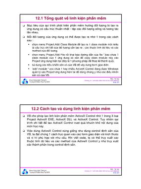 Bài giảng Tin học - Chương 12: Linh kiện phần mềm và truy xuất database