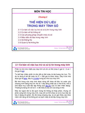 Bài giảng Tin học - Chương 2: Thể hiện dữ liệu trong máy tính số