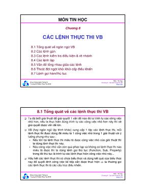 Bài giảng Tin học - Chương 8: Các lệnh thực thi VB