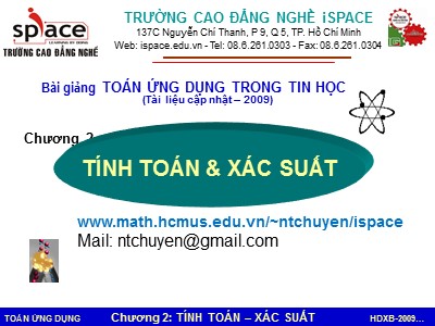 Bài giảng Toán ứng dụng trong tin học - Chương 2: Tính toán – Xác suất