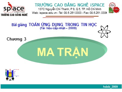 Bài giảng Toán ứng dụng trong tin học - Chương 3: Ma trận