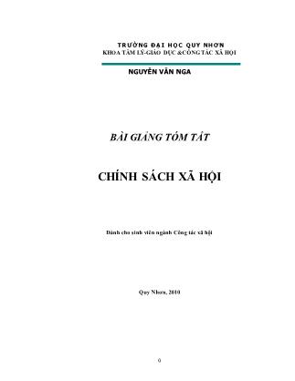 Bài giảng tóm tắt Chính sách xã hội