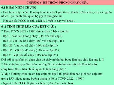 Bài giảng Trang thiết bị công trình - Chương 6: Hệ thống phòng cháy chữa