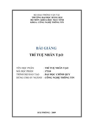 Bài giảng Trí tuệ nhân tạo (Bản đẹp)