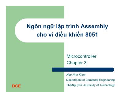 Bài giảng Vi điều khiển 8051 - Chương 3: Ngôn ngữ lập trình Assembly cho vi điều khiển 8051