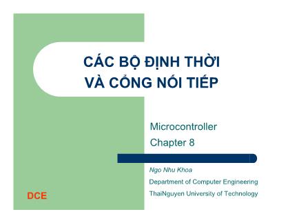 Bài giảng Vi điều khiển 8051 - Chương 8: Các bộ định thời và cổng nối tiếp