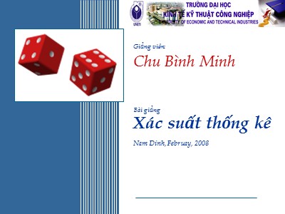 Bài giảng Xác suất thống kê - Chương 2: Biến ngẫu nhiên một chiều - Chu Bình Minh