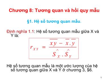 Bài giảng Xác suất thống kê - Chương 8: Tương quan và hồi quy mẫu
