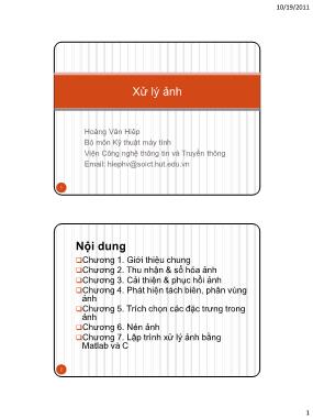 Bài giảng Xử lý ảnh - Chương 3.2: Cải thiện và phục hồi ảnh - Hoàng Văn Hiệp