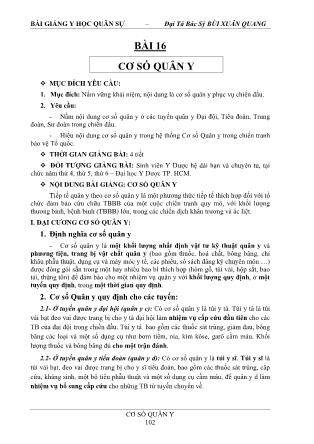 Bài giảng Y học quân sự - Bài 16: Cơ số quân y - Bùi Xuân Quang