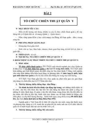 Bài giảng Y học quân sự - Bài 2: Tổ chức chiến thuật quân y - Bùi Xuân Quang