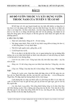 Bài giảng Y học quân sự - Bài 21: Sơ đồ vườn thuốc và xây dựng vườn - Bùi Xuân Quang