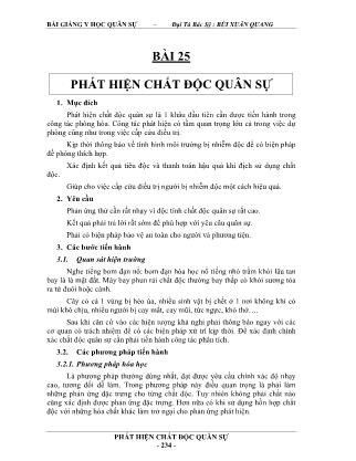 Bài giảng Y học quân sự - Bài 25: Phát hiện chất độc quân sự - Bùi Xuân Quang