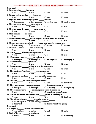 Bài tập trắc nghiệm Tiếng Anh về sự kết hợp giữa chủ ngữ và động từ