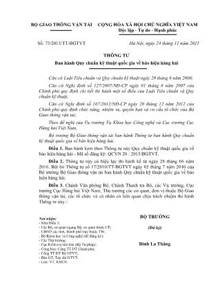 Ban hành Quy chuẩn kỹ thuật quốc gia về báo hiệu hàng hải