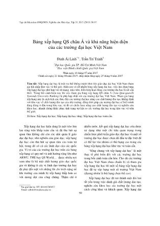 Bảng xếp hạng QS châu Á và khả năng hiện diện của các trường đại học Việt Nam