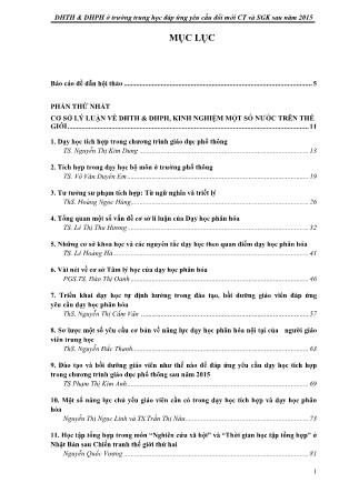 Báo cáo đề dẫn hội thảo Dạy học tích hợp, dạy học phân hóa ở trường trung học đáp ứng yêu cầu chương trình và sách giáo khoa sau năm 2015