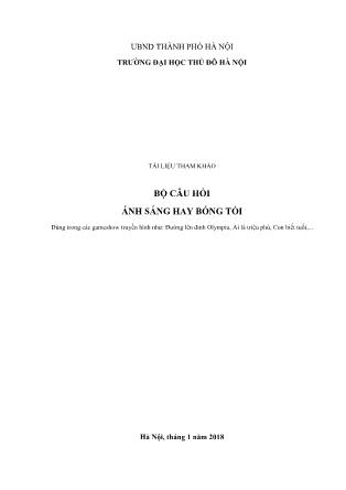 Bộ câu hỏi Ánh sáng hay bóng tối