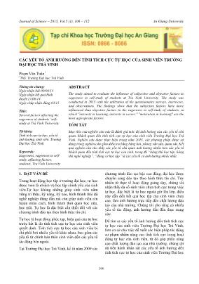 Các yếu tố ảnh hưởng đến tính tích cực tự học của sinh viên trường Đại học Trà Vinh