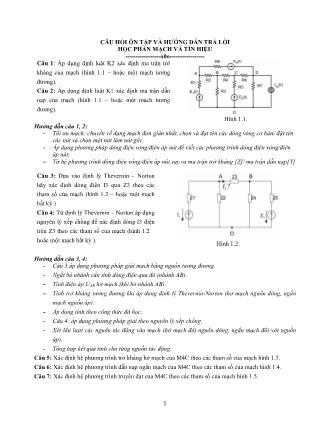 Câu hỏi ôn tập và hướng dẫn trả lời học phần Mạch và tín hiệu