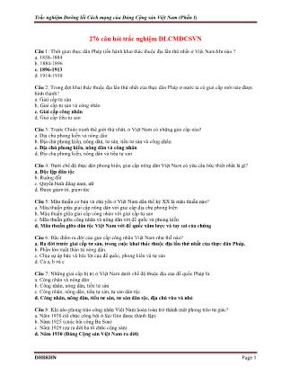 Câu hỏi trắc nghiệm Đường lối Cách mạng của Đảng Cộng sản Việt Nam (Phần I)