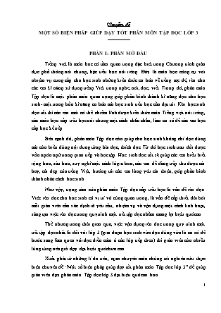 Chuyên đề Một số biện pháp giúp dạy tốt phân môn tập đọc Lớp 3