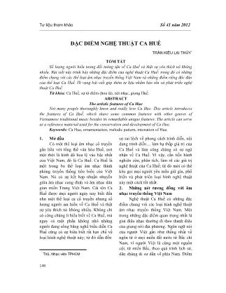 Đặc điểm nghệ thuật ca Huế