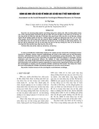 Đánh giá nhu cầu xã hội về nhân lực xã hội học ở Việt Nam hiện nay