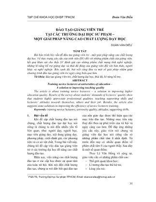 Đào tạo giảng viên trẻ tại các trường đại học sư phạm – Một giải pháp nâng cao chất lượng dạy học