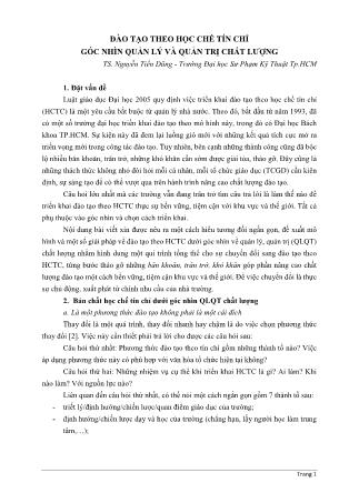 Đào tạo theo học chế tín chỉ góc nhìn quản lý và quản trị chất lượng