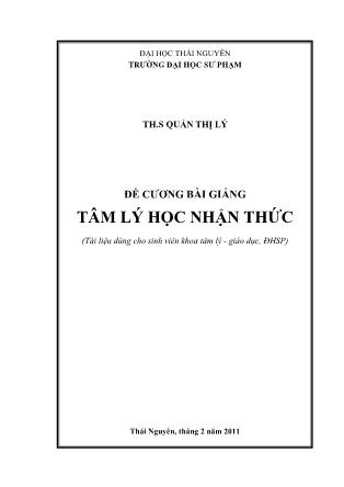 Đề cương bài giảng Tâm lý học nhận thức