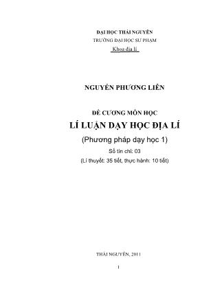 Đề cương môn học Lí luận dạy học địa lí