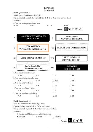 Đề luyện thi B1 - Phần Reading