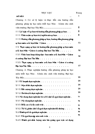 Đề tài Hướng dẫn phương pháp tự học môn triết học Mác - Lênin cho sinh viên trường Đại học Tây Bắc