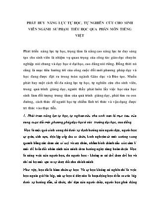 Đề tài Phát huy năng lực tự học, tự nghiên cứu cho sinh viên ngành Sư phạm tiểu học qua phân môn Tiếng Việt