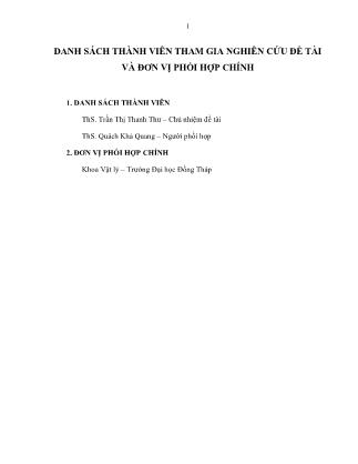 Đề tài Thực trạng và giải pháp nâng cao hiệu quả học nhóm của sinh viên khoa Vật lý Trường Đại học Đồng Tháp