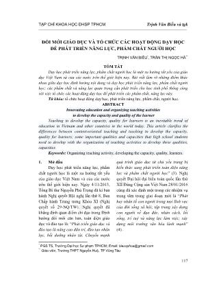 Đổi mới giáo dục và tổ chức các hoạt động dạy học để phát triển năng lực, phẩm chất người học