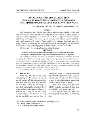 Giải pháp đổi mới nội dung, hình thức giáo dục hướng nghiệp cho học sinh trung học theo định hướng phân luồng học tập và chọn nghề