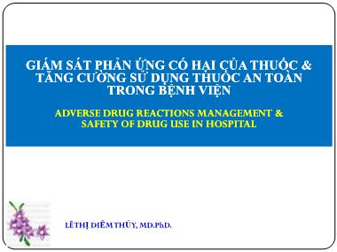Giám sát phản ứng có hại của thuốc và tăng cường sử dụng thuốc an toàn trong bệnh viện