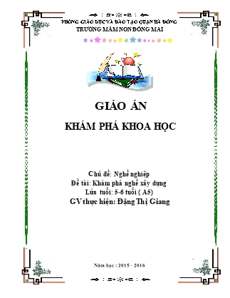 Giáo án Khám phá khoa học - Đặng Thị Giang