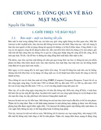 Giáo trình Bảo mật mạng - Chương 1: Tổng quan vể bảo mật mạng - Nguyễn Tấn Thành