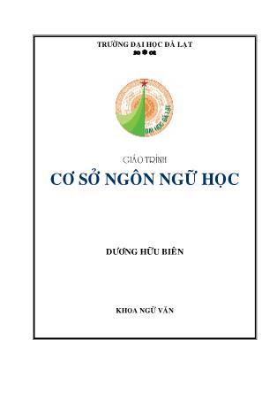 Giáo trình Cơ sở ngôn ngữ học (Phần 1)