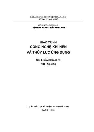 Giáo trình Công nghệ khí nén và thủy lực ứng dụng (Phần 1)
