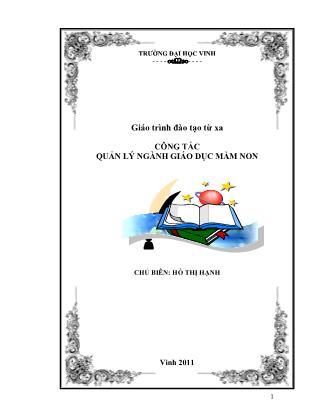 Giáo trình Công tác quản lý ngành giáo dục mầm non (Phần 1)