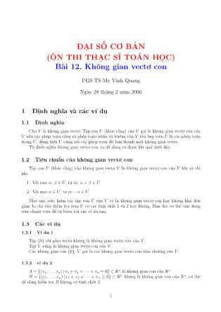 Giáo trình Đại số cơ bản - Bài 12: Không gian vectơ con