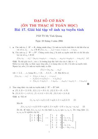 Giáo trình Đại số cơ bản - Bài 17: Giải bài tập về ánh xạ tuyến tính