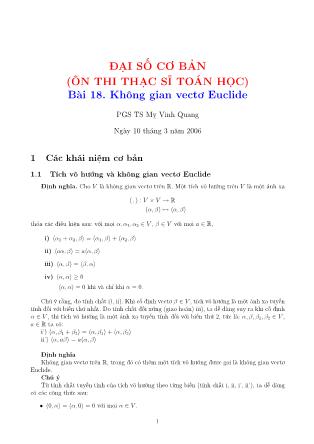 Giáo trình Đại số cơ bản - Bài 18: Không gian vectơ Euclide